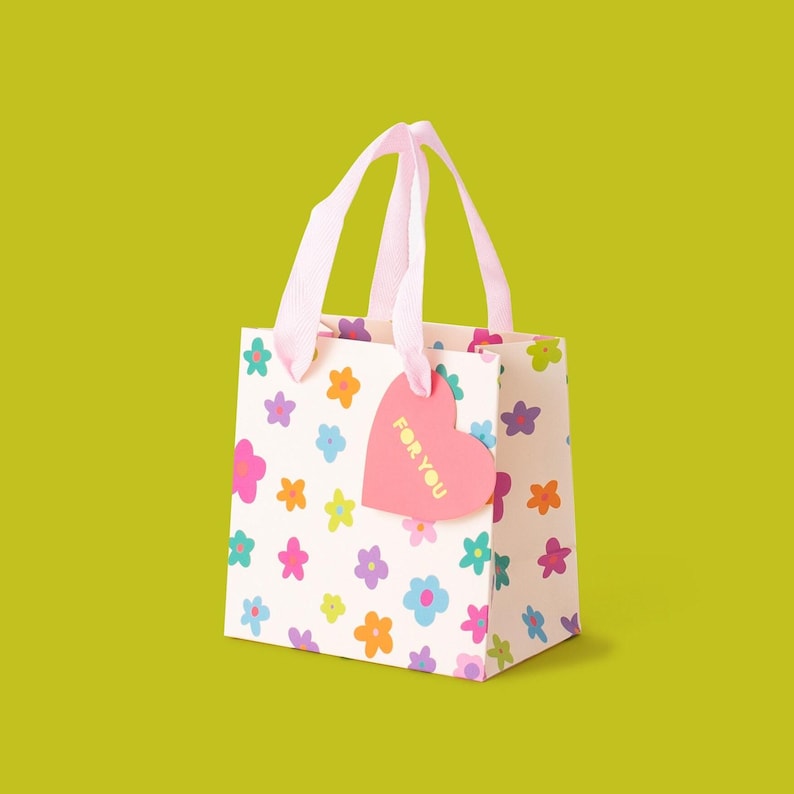 Flower Girl Gift Bags: Pink Ribbon Handles - Small & Medium Sizes Small