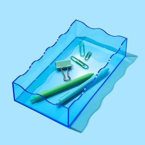 Fiesta Theme Blue Acrylic Tray, Wavy Design (Nightstand or Bathroom)