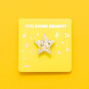 Star Pin Card - Class Valentines Gift for Best Friend Confetti Teacher Gift