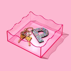 Decorative Catch-All Tray: Light Pink Acrylic (6x6, Wavy Edge)