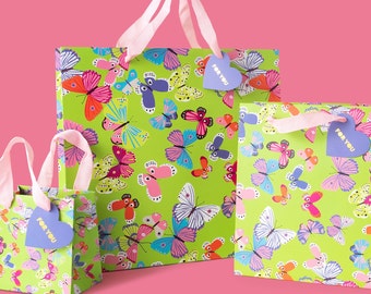 Butterflies Gift Bags (3 Sizes) - Gift Wrap for Baby Shower Mother's Day Gift Colorful Present