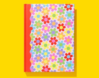 Flower Print Notebook - Hardcover with Ribbon Page Marker