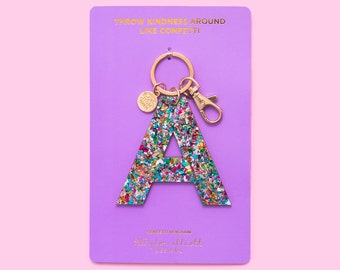 Letter Keychain: Confetti Acrylic Monogram (Backpack or Tote Charm)