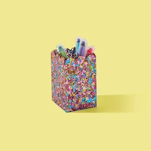 Tween Desk Pencil Cup, Pink Gold Confetti (Scalloped Edge)