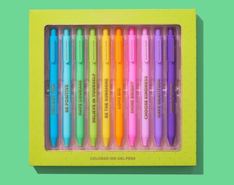 Set of 10 Colored Gel Pens - Gel Pens for Adult Coloring Teacher Appreciation Present Tween Gift