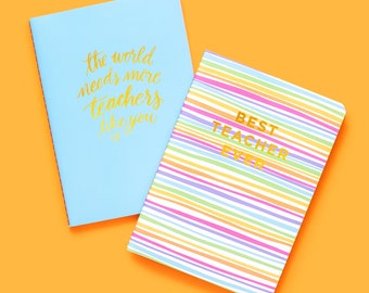 Best Teacher Ever Notebook Set of 2 - Teacher Appreciation Gift Notebook for Journaling Desk Accessories