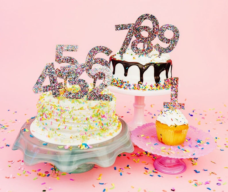 Confetti Cake Topper 6 Colorful Birthday Cake Topper 6th Birthday Sweet 16 Anniversary Cake Topper image 3