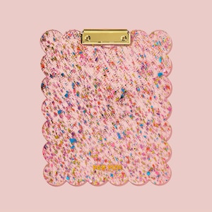 Large Clipboard: Happy Confetti Design - Acrylic with Scalloped Edges