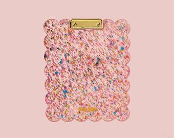 Large Clipboard: Happy Confetti Design - Acrylic with Scalloped Edges