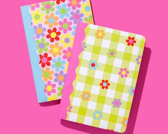 Floral Journal Set, Flower and Gingham Prints (Softcover, 5x7 Inches)
