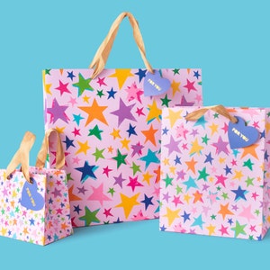 Stars Gift Bags (3 Sizes) - Christmas Gift Wrap Party Favor Bags Mothers Day Gifts
