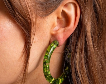 Confetti Hoop Earrings: Lightweight, Colorful Resin Hoops