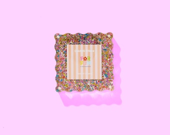 Magnetic Photo Frame: Playful Pink Confetti - Two Piece Acrylic