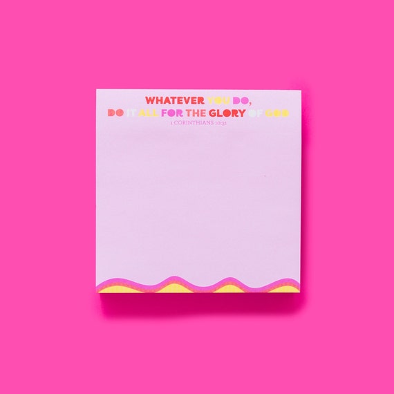 Christian Sticky Note Pad, Glory of God Quote (3.5 x 3.5, 300 Sheets)