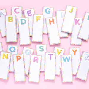 Letter List Pads A-Z - Gift for Mom Stocking Stuffer Teacher Gift Notepad Cute