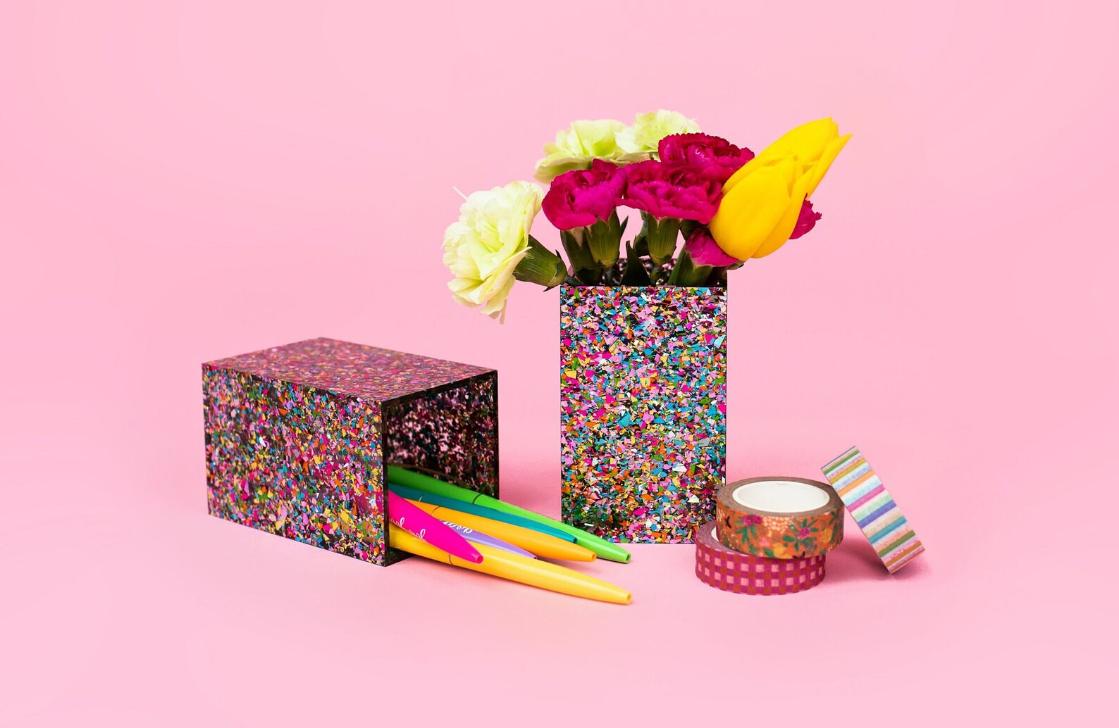 Confetti Acrylic Pen Pencil Cup Holder Pen Cup for Desk Etsy