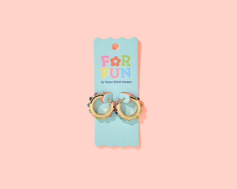 Gold Huggie Earrings - Colorful Beads, Comfortable Fit immagine 2
