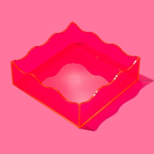 Hot Pink Square Wavy Tray - Napkin Holder Party Decor Housewarming Gift Mother's Day Gift