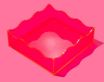 Hot Pink Square Wavy Tray - Napkin Holder Party Decor Housewarming Gift Mother&#39;s Day Gift