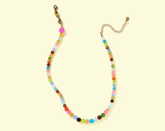 Hallie Beaded Necklace, Natural Stone Mix (Magnetic Clasp, 16-18.5")
