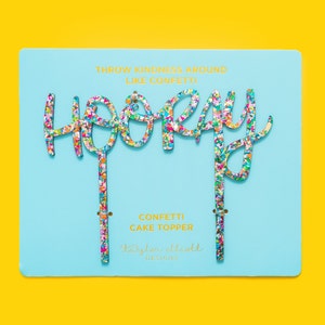 Hooray Colorful Confetti Cake Topper - Party Decorations Cake Decor Birthday Cake Topper Cupcake Topper Donut Topper