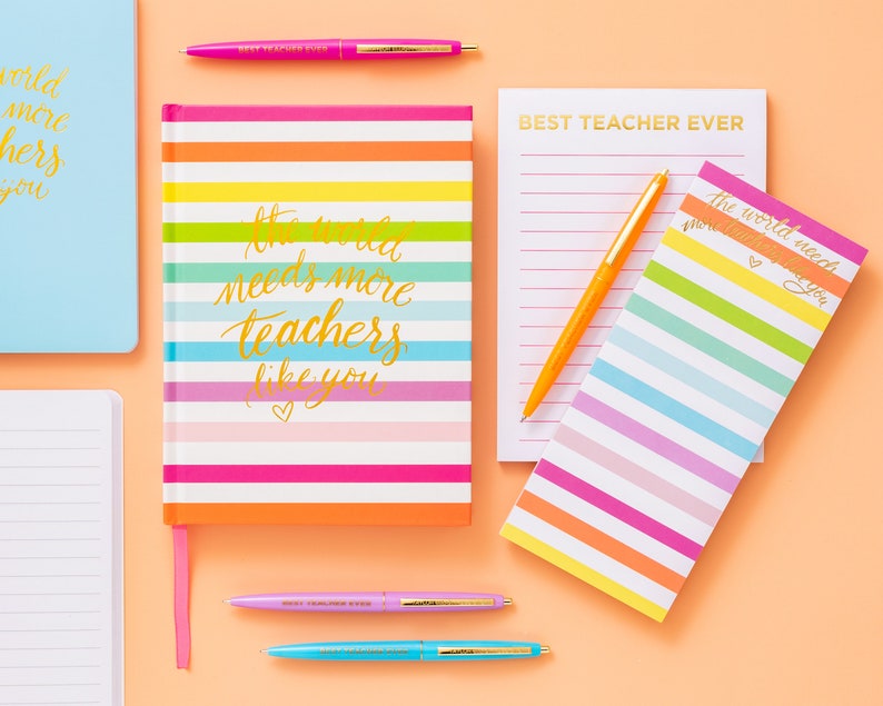 Rainbow Stripe Teacher Notebook Teacher Appreciation Gift Best Teacher Ever Notebook Sunday School Teacher Gift image 3