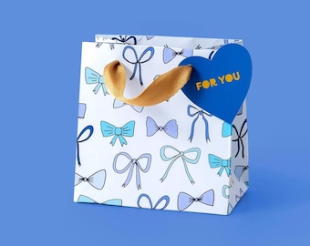 Blue Bow Gift Bags - Baby Shower or Birthday, Two Sizes