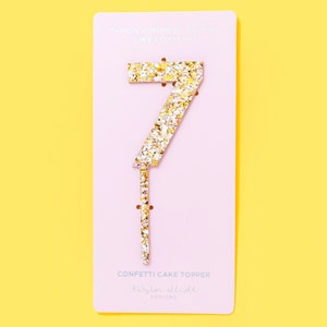 Pearl Confetti Cake Topper 7 Birthday Celebration 7th Birthday 17th Birthday Birthday Sign Neutral Party image 2