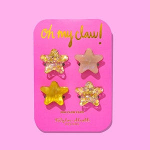 Gold Confetti Mini Claw Clips - Star Shaped Clip Hair Accessories Tween Gift
