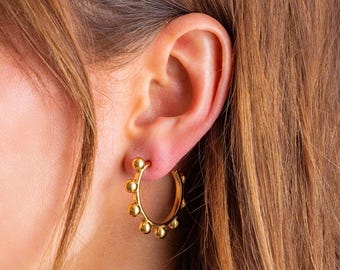 Dottie Gold Hoop Earrings: Simple Everyday Style, 1.25 Inch