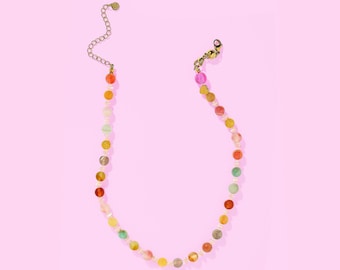 Colorful Beaded Necklace: Sloane with Magnetic Clasp, Extender