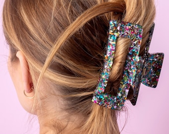 Colorful Confetti Claw Clip - Acrylic Hair Clip Women's Accessories Stocking Stuffer
