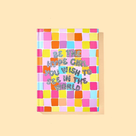 Elise Hardcover Notebook, Colorful Checkered Cover (5.5x7.5, 200 Lined Pages)