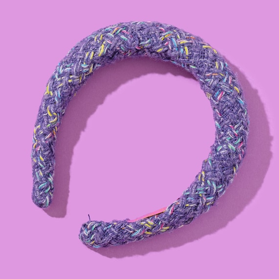 Retro Lilac Tweed Headband Purple Tweed Headband: Cozy Winter Hair Accessory - Etsy main image 2