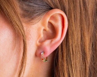 Colorful Rainbow Huggie Earrings: Lightweight, Fun Tween Jewelry