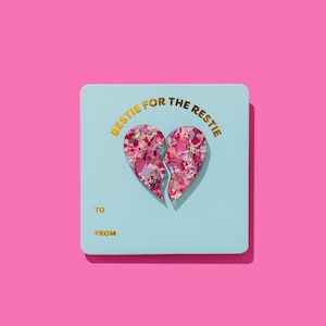 Bestie Heart Pin Card - Class Valentines Gift for Best Friend Confetti