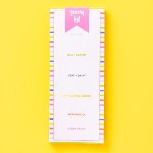 Striped Grocery List Pad with Magnet - Meal Planning Gift House Warming Gift Mother Day Present Notepad for Fridge
