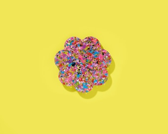 Colorful Confetti Coaster - Playful Scalloped Edge Design