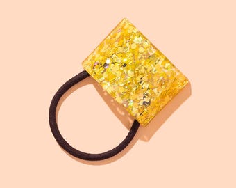 Ponytail Cuff: Gold Confetti Design (Fits Thick Hair)
