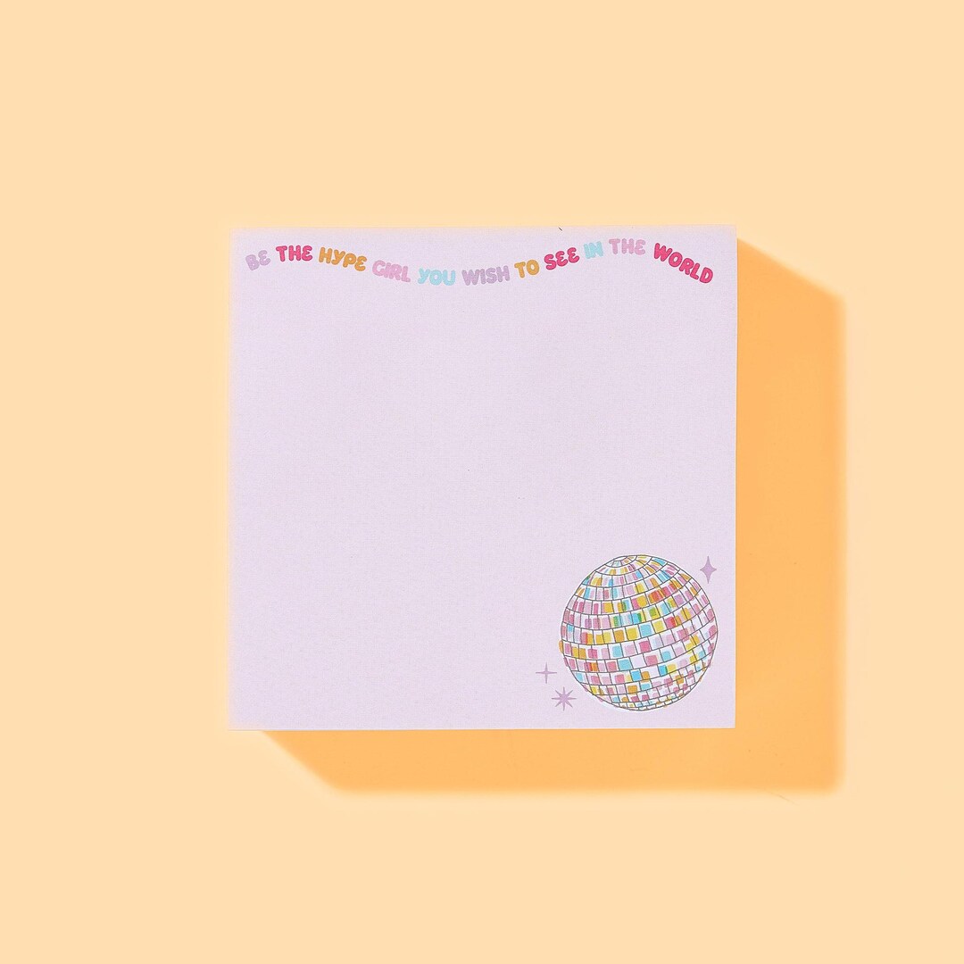 Sticky Note Pad: Colorful Disco Ball Design - Motivational Message - Etsy