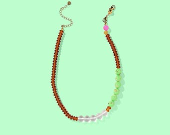 Abby Beaded Necklace, Autumn Tones (Magnetic Clasp, Extender Chain)