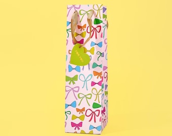 Colorful Bows Gift Bags (Small, Medium, Wine Sizes for Presents)