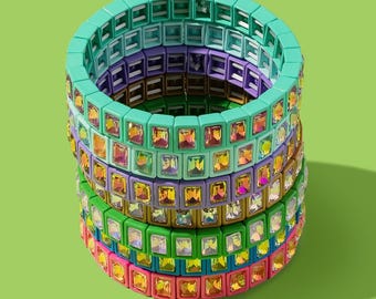 Penelope Bracelet - Enamel Bracelets Stretchy with Stones Colorful