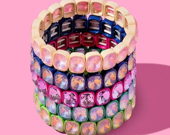 Layla Bracelet - Enamel Bracelets Stretchy with Stones Colorful