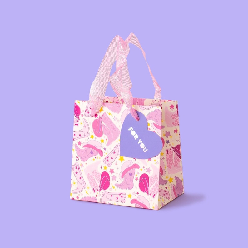 Let's Go Girls Gift Bags: Cowgirl Boots Pattern - Party Favor Wraps Small