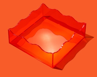 Orange Square Wavy Tray - Napkin Holder Catch-All Tray Entryway Tray Home Decor
