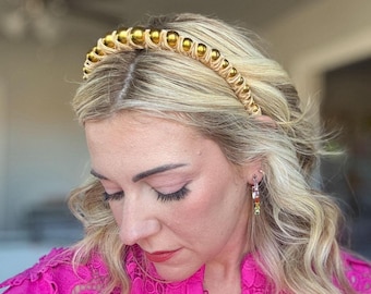 Gold Velvet Headband: Festive Winter Hair Accessory (Emerson Style)