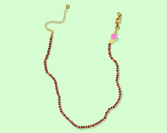 Emery Necklace - Brown and Pink Beads with Easy Magnetic Clasp
