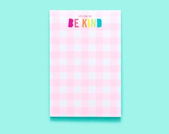 It's Cool to be Kind 4x6 Gingham Notepad - Notepad Cute Kindness Matters Teacher Appreciation Present