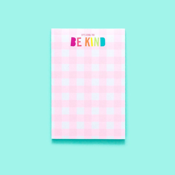 It's Cool to be Kind 4x6 Gingham Notepad - Notepad Cute Kindness Matters Teacher Appreciation Present